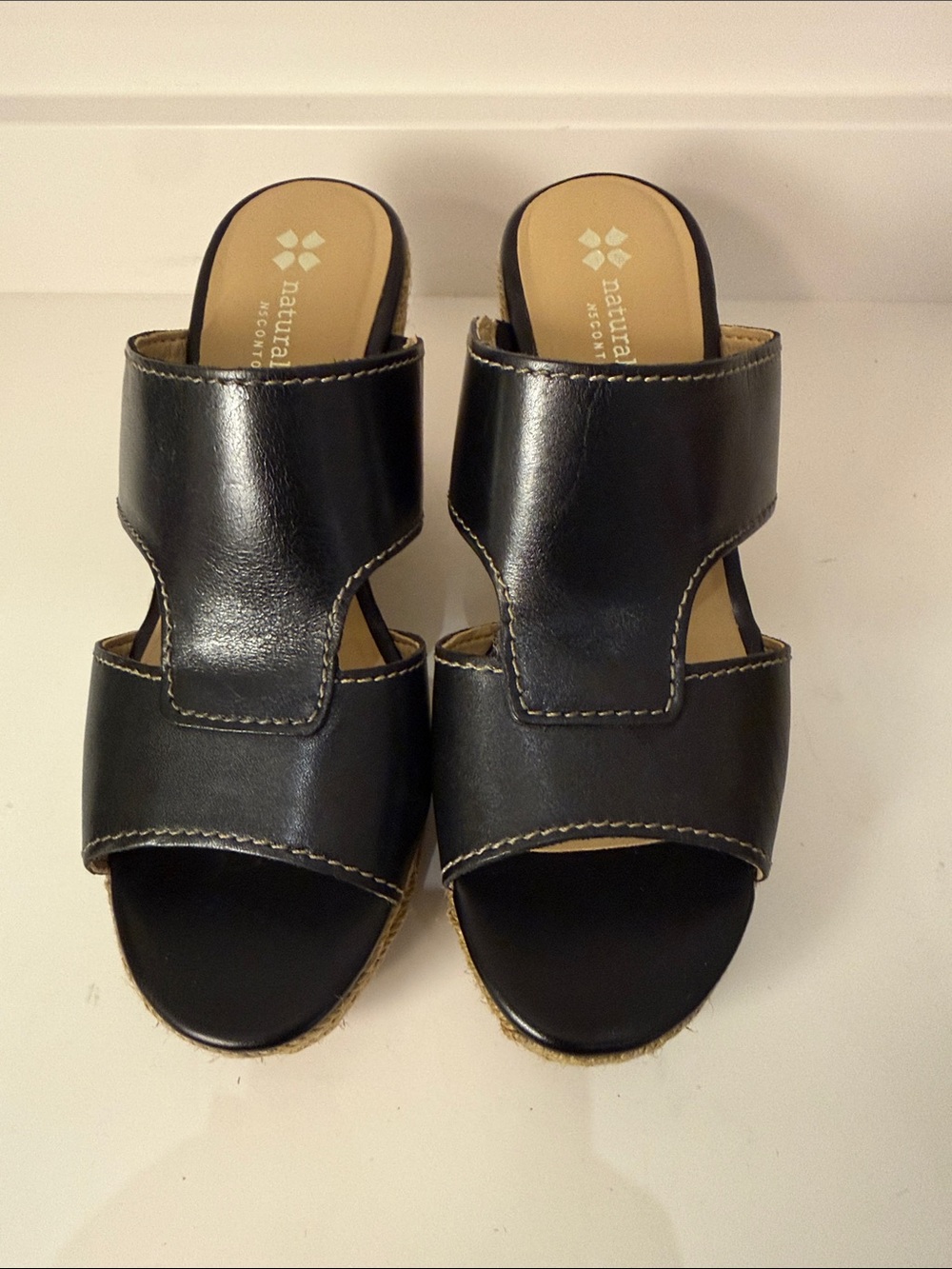 Naturalizer Evette Black Leather Slip-On Mules - Size 9